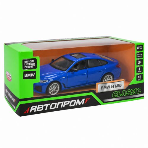 Машина металева АВТОПРОМ 1:34 "BMW i4 M50" на батарейках зі звуком, світлом  мініатюра фото 1