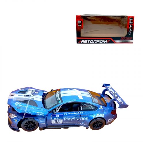 Машина мет.  1:24 "BMW M6 GT3", синий цвет, батар. , мир. , звук, откр. дверь, капот, багажник  мініатюра фото 1