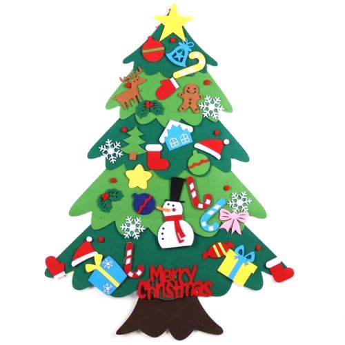 Набір для творчості “Фетрова ялинка”, іграшки на липучках + гірлянда (висота - 95 см)  мініатюра фото 1