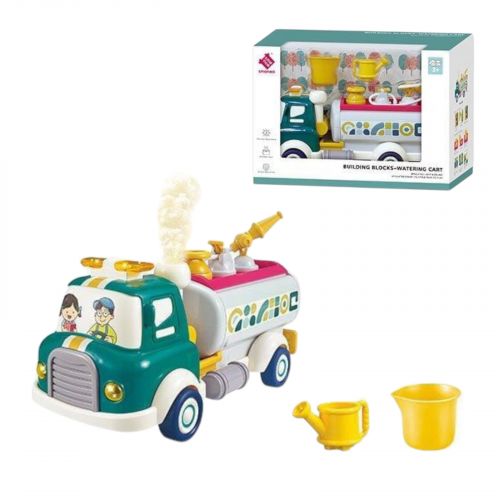 Спецтехніка помповий механізм, бризкає водою, інерція, підсвічування, звуки, парогенерація, рухомі елементи, конструктор, на батарейках, в коробці  мініатюра фото 1