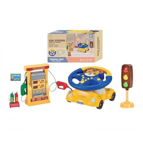 Кермо ТИГРЕНЯ, світлофор, заправна станція, підсвічування, звук, мелодії, машина-підставка, в коробці  мініатюра фото 1