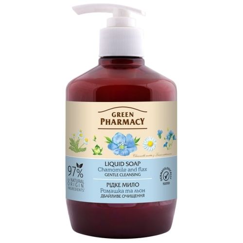 Green Pharmacy Жидкое мыло Ромашка и лен, 460мл  мініатюра фото 1