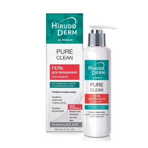 Биокон Гель для умывания Hirudo Derm Oil Problem Pure Clean, 180мл  мініатюра фото 1