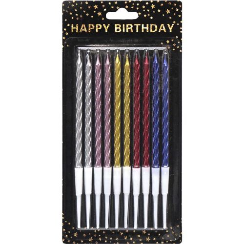 Набір свічок для торта, 10 шт, металік, спіраль  мініатюра фото 1