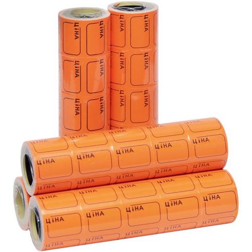 Цінник маленький 3,0х2,0 см "Ціна" з рамкою помаранчевий, 100 шт  мініатюра фото 1