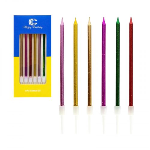 Набір свічок для торта 6 шт.  кольорові  мініатюра фото 1