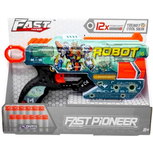 Іграшковий пістолет (бластер) з барабаном та мʼякими патронами (28х17,4 см, коробка - 29х22х6,5 см)  мініатюра фото 1