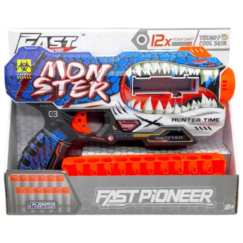 Іграшковий пістолет (бластер) з мʼякими патронами (28х17 см, коробка - 28х6,5х22 см)  мініатюра фото 1