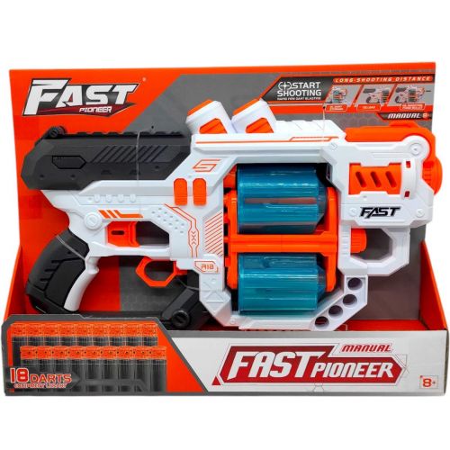 Іграшковий пістолет (бластер) з мʼякими патронами (31,5 х 18,5 см, коробка - 38х6,5х28 см)  мініатюра фото 1