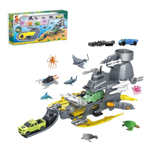 Підводний човен “Субмарина”, 6 фігурок тварин, розкладається, механічний запускач, 2 пушки, снаряди, рухомі елементи, в коробці  мініатюра фото 1