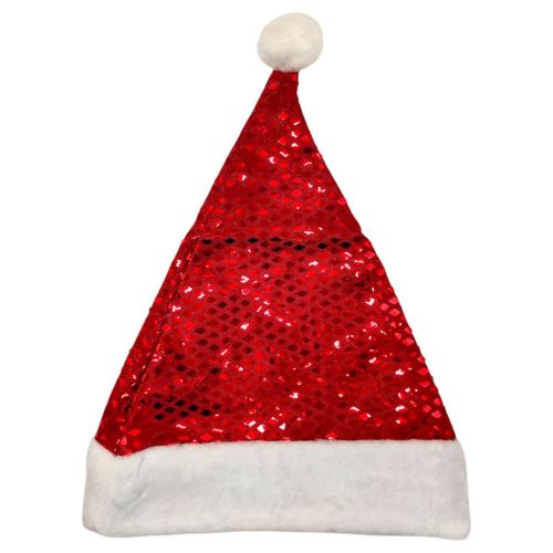 Шапка Діда Мороза блискуча, обʼєм 58 см, висота 40 см  мініатюра фото 1