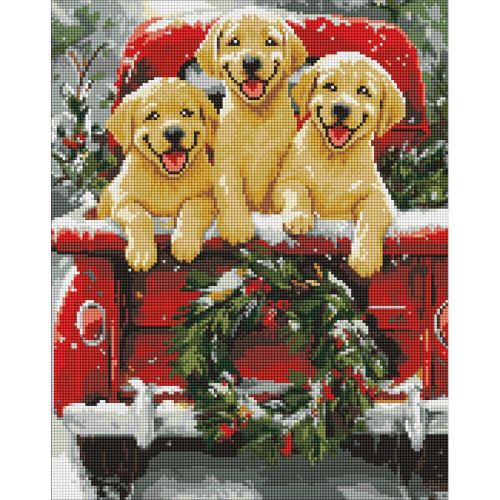 Алмазна мозаїка "Собача поїздка" 40х50 см  мініатюра фото 1