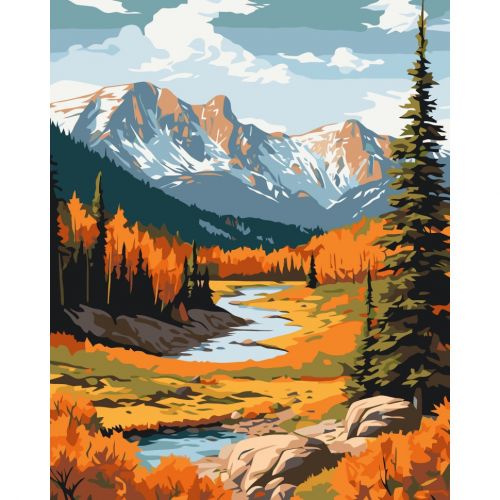 Картина за номерами "Осінь в горах" 40x50 см  мініатюра фото 1