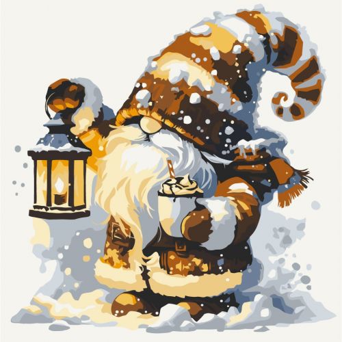 Картина за номерами "Зимовий гномик" 40х40 см  мініатюра фото 1