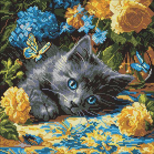 Алмазна мозаїка "Кошеня блакитнооке" 40х40 см  мініатюра фото 1