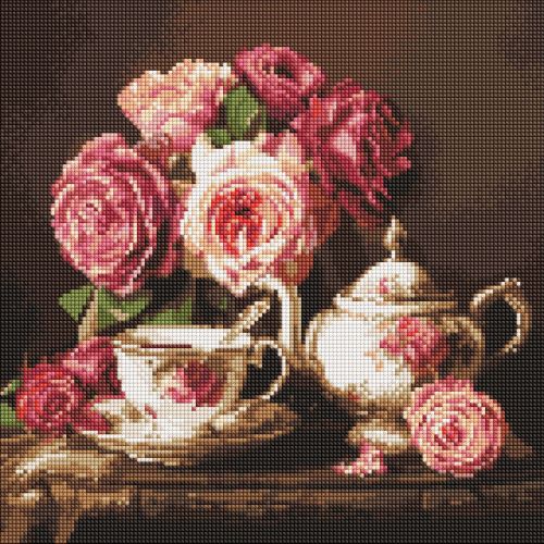Алмазна мозаїка "Троянди в темряві" 40х40 см  мініатюра фото 1