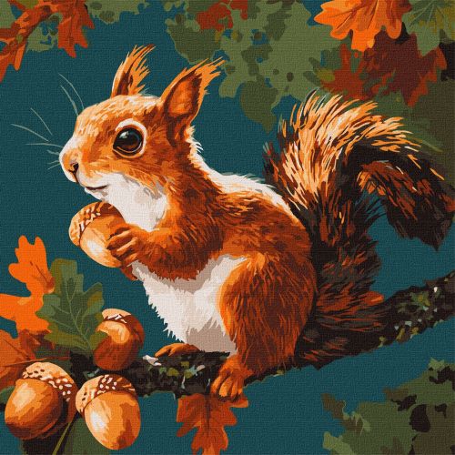 Картина по номерах "Горіхові скарби осені" 40х40 см  мініатюра фото 1