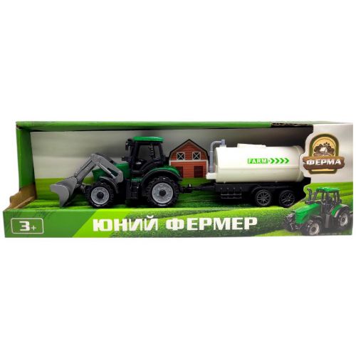 Зеленый трактор с белой бочкой  мініатюра фото 1