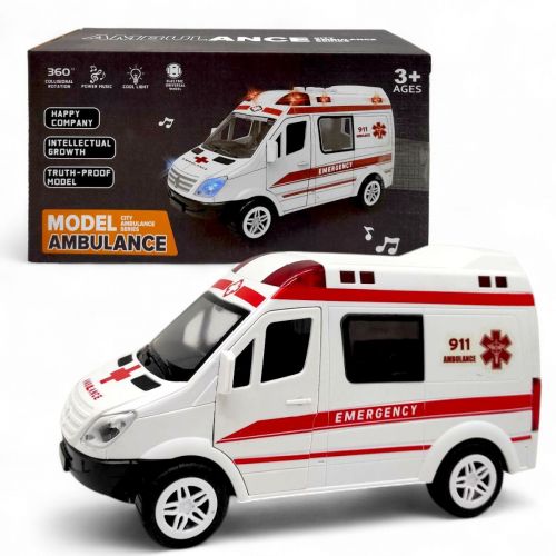 Машина на батарейках "Швидка допомога" світло, звук, у коробці 20,4*11,3*9 см  мініатюра фото 1