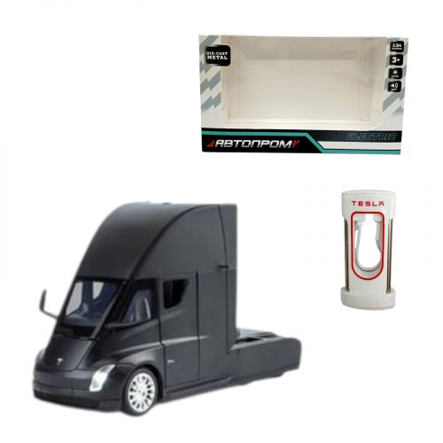АВТОПРОМ 1:24 Tesla semi truck head (ЧЕРНАЯ) (кор.  25*5х14*5х12*5 см. )  мініатюра фото 1
