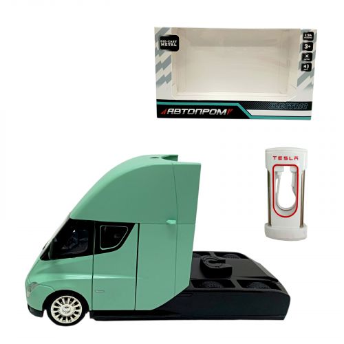 АВТОПРОМ 1:24 Tesla semi truck head (БИРЮЗОВАЯ) (кор.  25*5х14*5х12*5 см. )  мініатюра фото 1