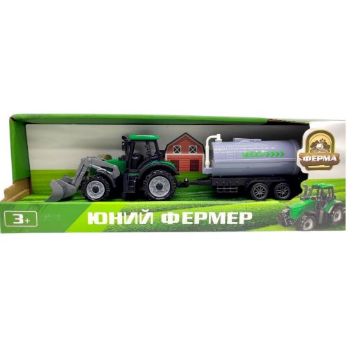 Зеленый трактор с серой бочкой  мініатюра фото 1