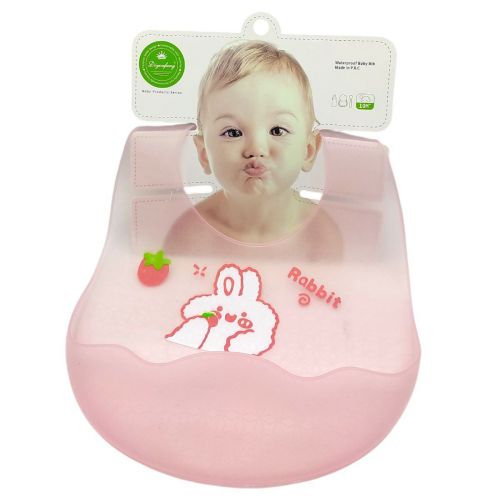 СИЛІКОНОВИЙ СЛЮНЯВЧИК (РОЖЕВИЙ) ЗАЙЧИК  мініатюра фото 1