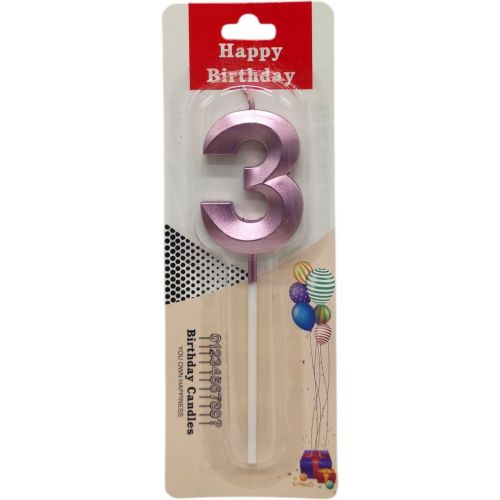 Свічка для торта "Цифра 3" (ФІОЛЕТОВА) фото