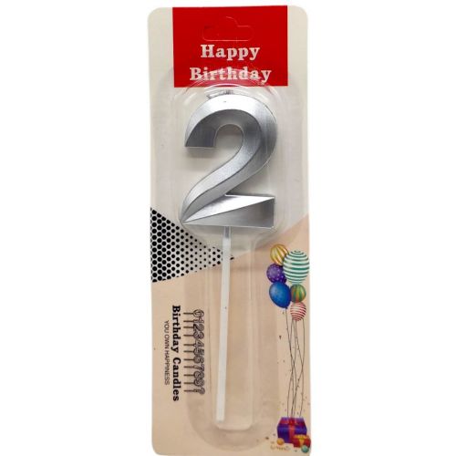 Свічка для торта "Цифра 2" (СРІБЛО) фото