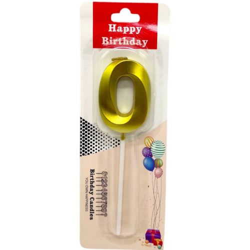 Свічка для торта "Цифра 0" (ЗОЛОТО) фото