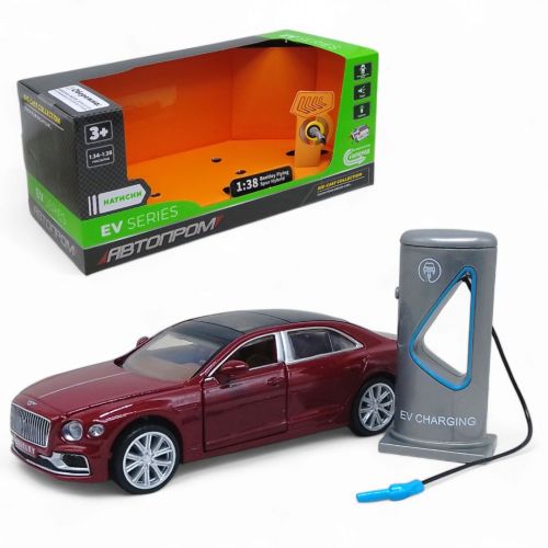 Уценка.  Машинка (електро) металева АВТОПРОМ 1:38 "Bentley Flying Spur Hybrid", батар. , світло, звук, відкр. двері, капот, багаж, заправка - Пошкоджена упаковка  мініатюра фото 1