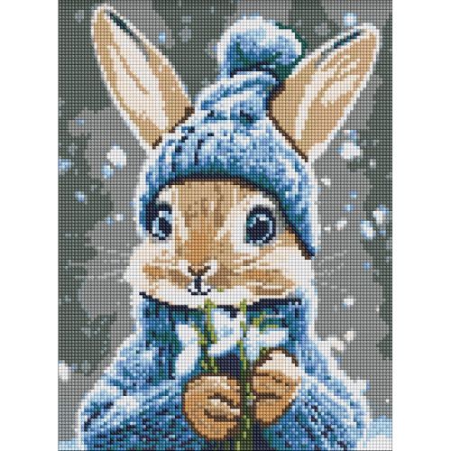 Алмазна мозаїка "Кролик з підсніжниками" 30х40 см  мініатюра фото 1