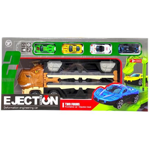 Трейлер-монстр-трек "Динозавр" запуск з металевими машинками (кор. 46,5*11*23 см)  мініатюра фото 1