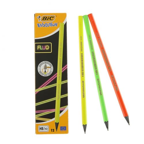 BIC Олівці чорнографітові Evolution Fluo НВ, 12 шт.  мініатюра фото 1