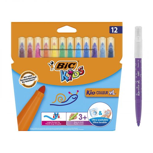 BIC Фломастери Kid Coleour XL, 12 кольорів, 12шт.  мініатюра фото 1
