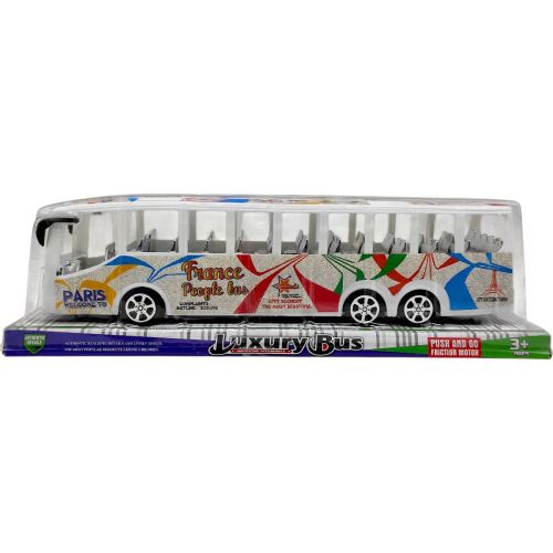 Автобус інерційний (БІЛИЙ) коробка - 35х10,5х8,5 см  мініатюра фото 1