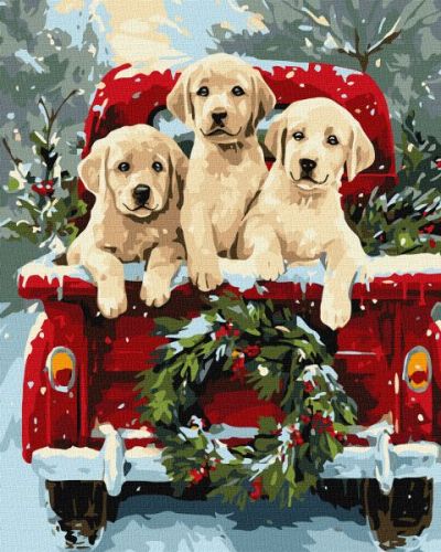 Картина за номерами - "Собача поїздка" ©art_selena_ua, 40х50см  мініатюра фото 1