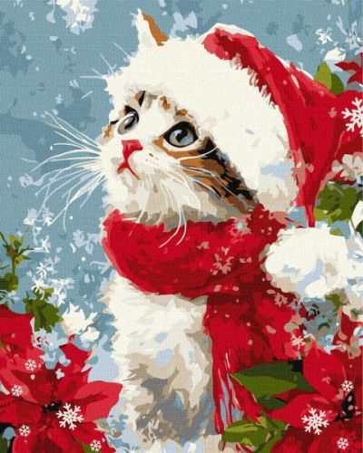 Картина за номерами - "Кіт у снігу" ©art_selena_ua, 40х50см  мініатюра фото 1