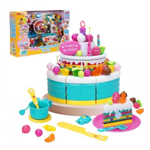 Тортик на липучках смаколики, прикраси, посуд, свічка та запальничка підсвічуються, в коробці  мініатюра фото 1