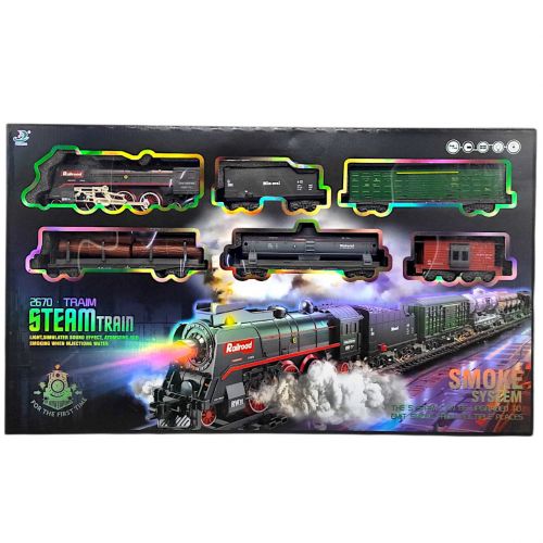 Железная дорога (6 вагонов, дорога 99х185 см, подсветка, парогенерация)  мініатюра фото 1