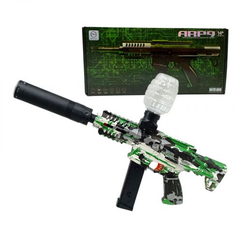 Автомат вбудований акумулятор, стріляє орбізами, глушник з підсвічуванням, магазин, захисні окуляри, в коробці  мініатюра фото 1