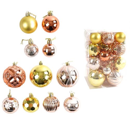 Уцінка.  Новорічні прикраси C 67573 (32) 34 штуки, кульки, у слюді   - Пошкоджена упаковка  мініатюра фото 1