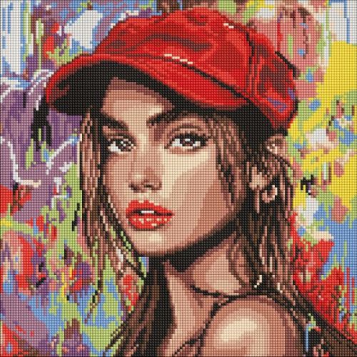 Алмазна мозаїка - "Сучасна Червона шапочка" ©art_selena_ua, 40х40см  мініатюра фото 1