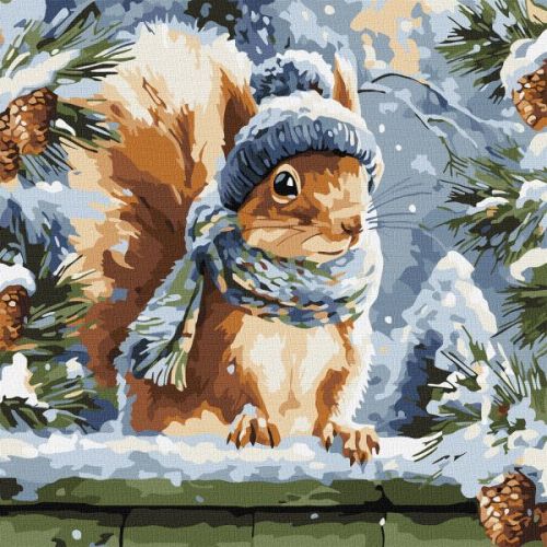 Картина за номерами - "Зимове білченя" ©art_selena_ua, 40х40см  мініатюра фото 1