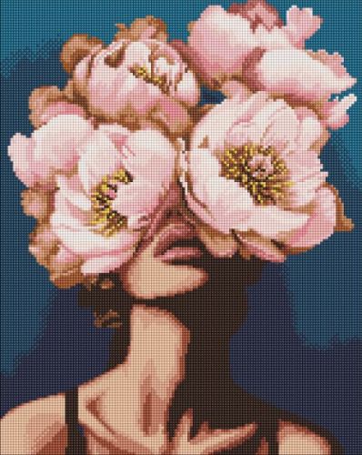 Алмазна мозаїка - "Загадка півоній з голограмними стразами" (AB) ©victoria_art_, 40х50см  мініатюра фото 1