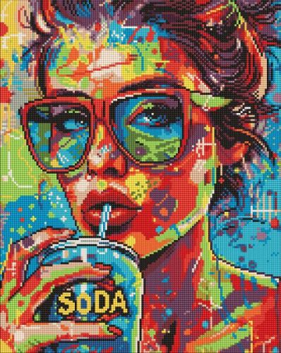 Алмазна мозаїка - "Дівчина з содовою" ©art_selena_ua, 40х50см  мініатюра фото 1