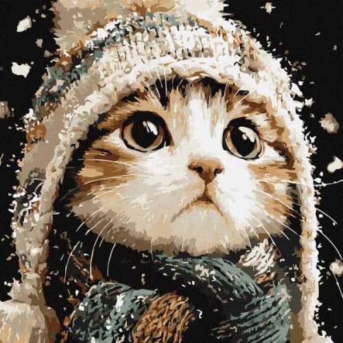 Картина за номерами - "Сніговий котик" ©art_selena_ua, 40х40см  мініатюра фото 1