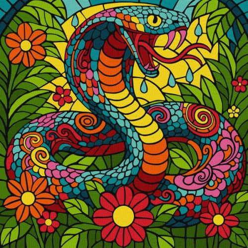 Картина за номерами - "Вітраж.  Тропічна кобра" ©art_selena_ua, 30х30см  мініатюра фото 1