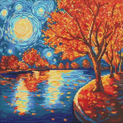 Алмазна мозаїка - "Осіння ніч" ©art_selena_ua, 40х40см  мініатюра фото 1
