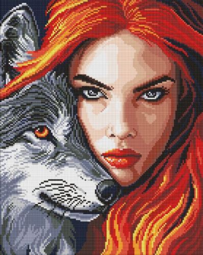 Алмазна мозаїка - "Руда з вовком" ©art_selena_ua, 40х50см  мініатюра фото 1